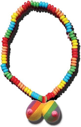 Rainbow Edible Boobie Candy Necklace Party Gifts and Novelties